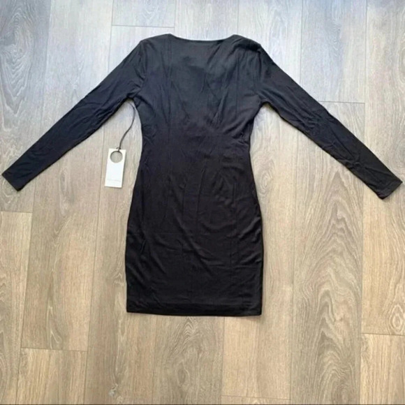 Revolve Privacy Please Glendale Mini Dress Lace Up Bodycon Black ribbed knit XS - Picture 14 of 15
